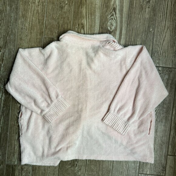 2/$18 SALE! Vintage Womens Chenille Pink Button Up Cardigan Sweater Cottage Core - Picture 6 of 6